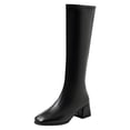 thumbnail image 1 of PFWOWB Women's Stretch Knee High Boots with Square Toe, Platform Wedge and Slim Shaft (Black,8.5), 1 of 5