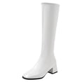 thumbnail image 1 of PFWOWB Women's Stretch Knee High Boots with Square Toe, Platform Wedge and Slim Shaft (White,6), 1 of 5