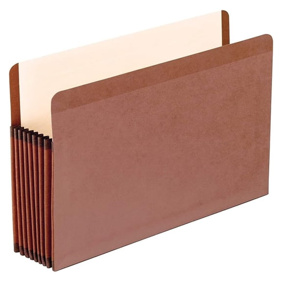 PFX45303 Premium Reinforced 7" Exp. Recyc. File Pockets, Legal, 5/Box,Red