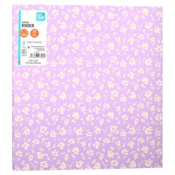 Pen+Gear Fashion 1" Round-Ring Binder, Purple Floral