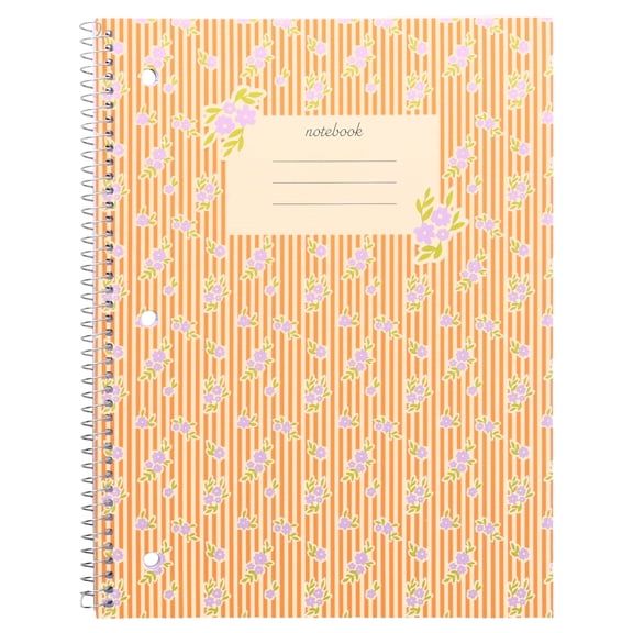 Pen+Gear College Ruled 1-Subject Notebook, 8" x 10.5", Multicolor Striped Flowers, 80 Sheets