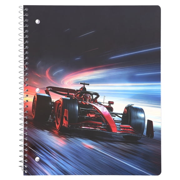 Pen+Gear Wide Ruled 1-Subject Notebook, 8.5" x 10.5", Multicolor Formula 1 Racecar, 80 Sheets