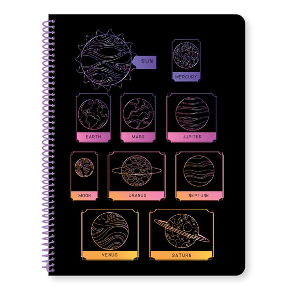 Pen+Gear Wide Ruled 1-Subject Notebook, 8" x 10.5", Multicolor Planets, 80 Sheets