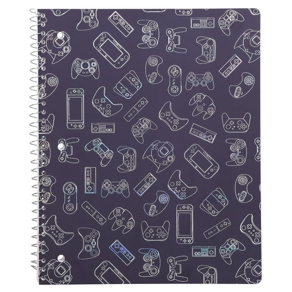 Pen+Gear Wide Ruled 1-Subject Notebook, 8.5" x 10.5", Gray Gaming, 80 Sheets