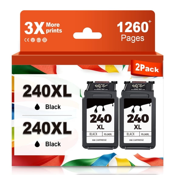 PG-240 XL 240XL Compatible Ink Cartridge Replacement for 240 XL 240XL PG-240XL PG240 for MG3620 MG3600 TS5120 TS5100 MG2120 MG3520 MX452 MX512 MX472 MG2220 Printer (Black, 2 Pack)