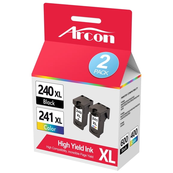 PG 240XL CL 241XL Ink Cartridges Compatible for Canon 240XL 241XL Combo Pack for PIXMA MG3620 TS5120 MG3520 MG3220 MG2120 MG4220 MX392 MX452 MX522 (2 Pack, Black, Tri-color)