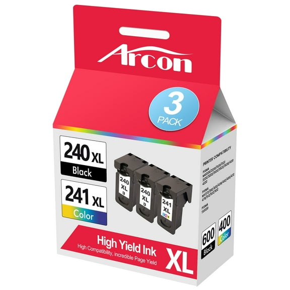 PG 240XL CL 241XL Ink Cartridges Compatible for Canon 240XL 241XL Combo Pack PIXMA MG3620 TS5120 MG3520 MG3220 MG2120 MG4220 MX392 MX452 MX522 Printer (3 Pack, Black x 2, Tri-color)