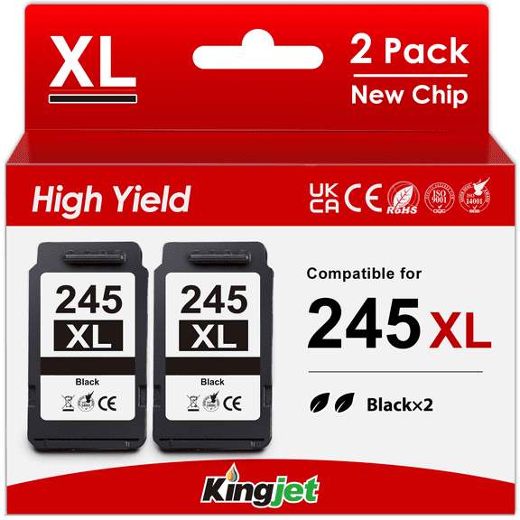 PG 245 Black Ink Cartridge for Canon Ink 245 245XL Ink Cartridge for PIXMA MG2522 MX490 (2 Black)