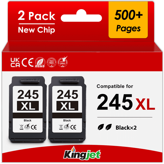 PG 245 Black Ink Cartridge Compatible for Canon Ink 245 245XL Ink Cartridge for PIXMA MG2522 MX490 (2 Black)