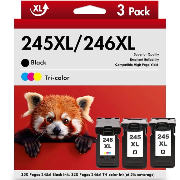 PG 245XL CL 246XL Ink Cartridges Compatible for Canon 245XL 246XL Combo Pack Pixma MG2520 TS3120 TS202 TS302 MX492 MX490 TR4520 IP2820 Printer (3 Pack, Black x 2, Tri-color)