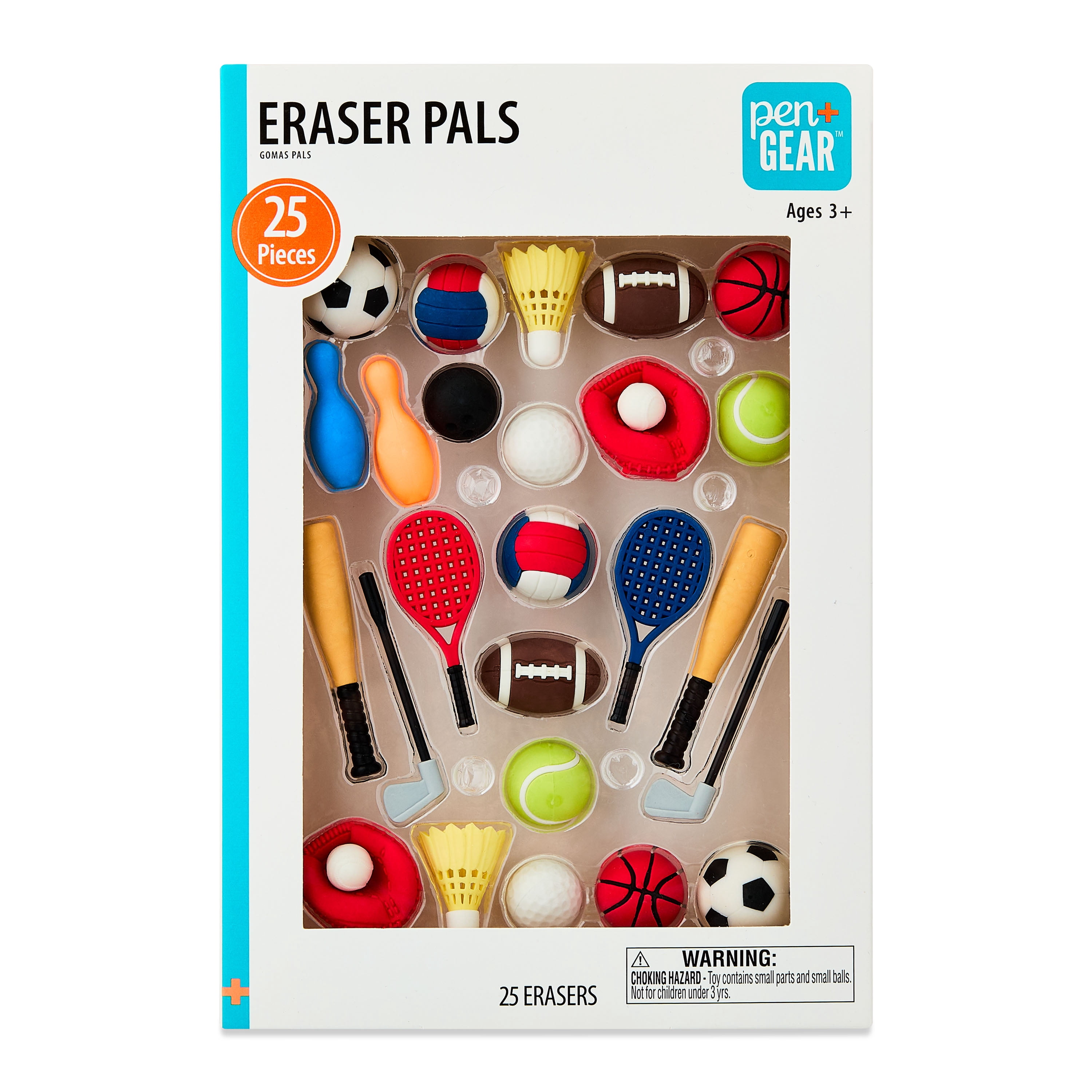 Pen+Gear Eraser Pals, Sports, 25 Count
