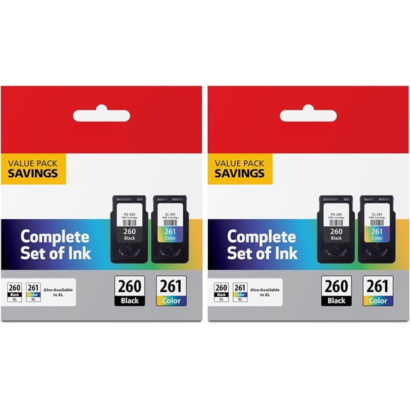 PG-260 / CLI-261 Genuine Ink Value Pack (2 Cartridges), Compatible with TS5320, TR7020