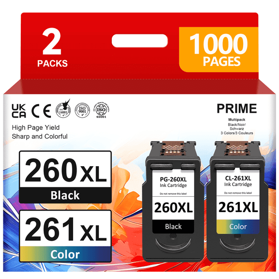 260XL 261XL Ink Cartridge Combo Pack – Compatible for Canon PG-260XL CL-261XL, Black and Color Ink for Pixma TS5320 TS6420 TR7020 TR7022