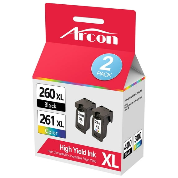 PG-260XL CL-261XL Ink Cartridges Compatible for Canon 260XL 261XL Combo Pack for PIXMA TS6420 TR7020 TS5320 TS5300 TR7022 Printer (2 Pack, Black, Tri-color)