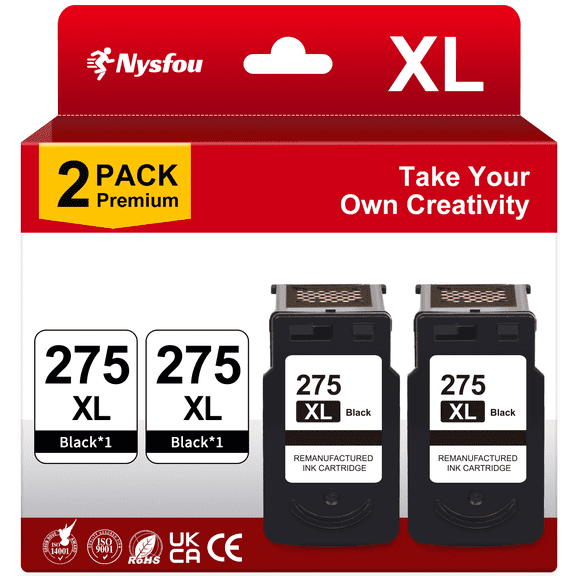PG 275 Black Ink Cartridge for Canon 275 Ink for 275XL 275 Ink (2 Black)