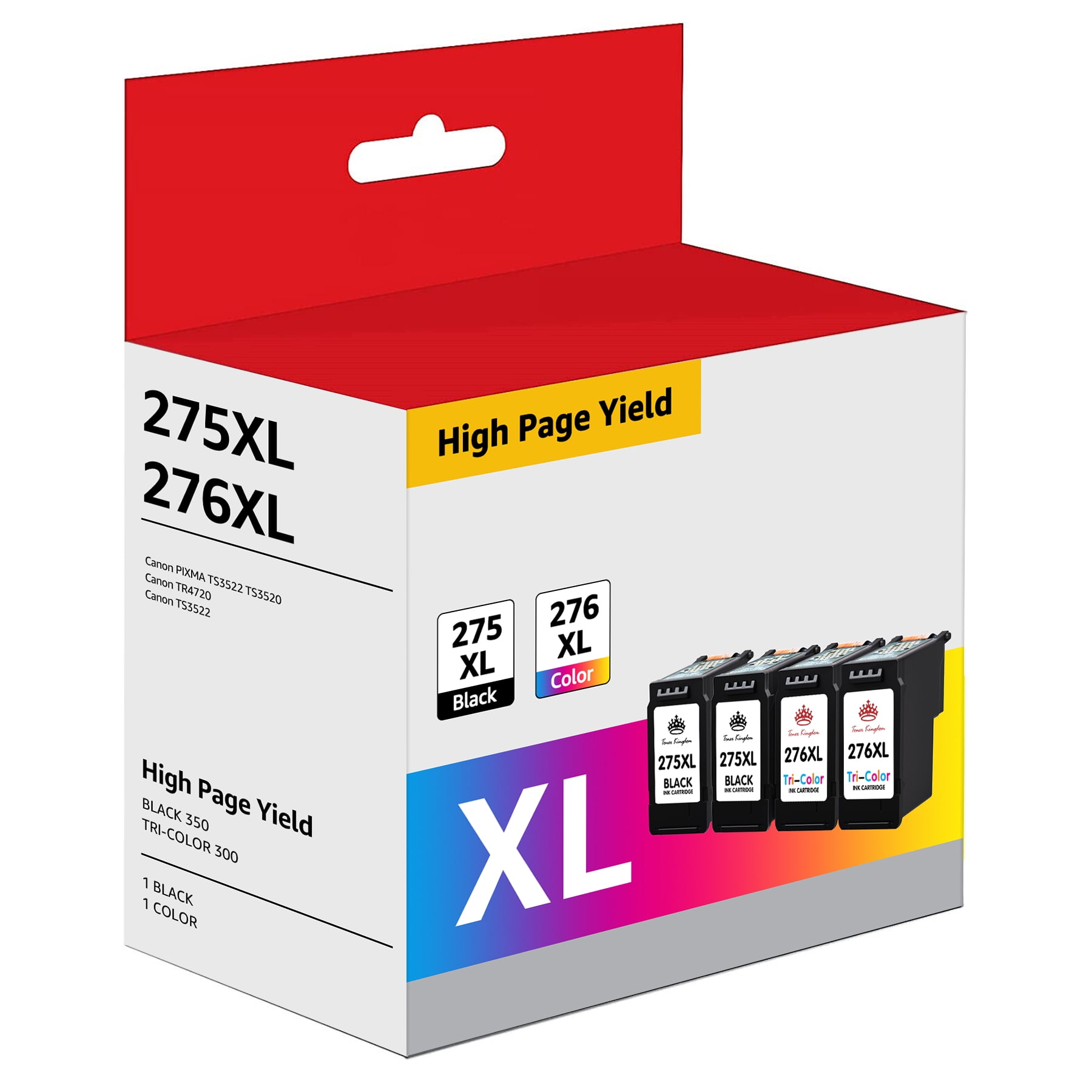 PG-275XL & CL-276XL Ink Cartridge Combo Pack - High Yield Compatible For Canon PIXMA TS/TR Series Printers