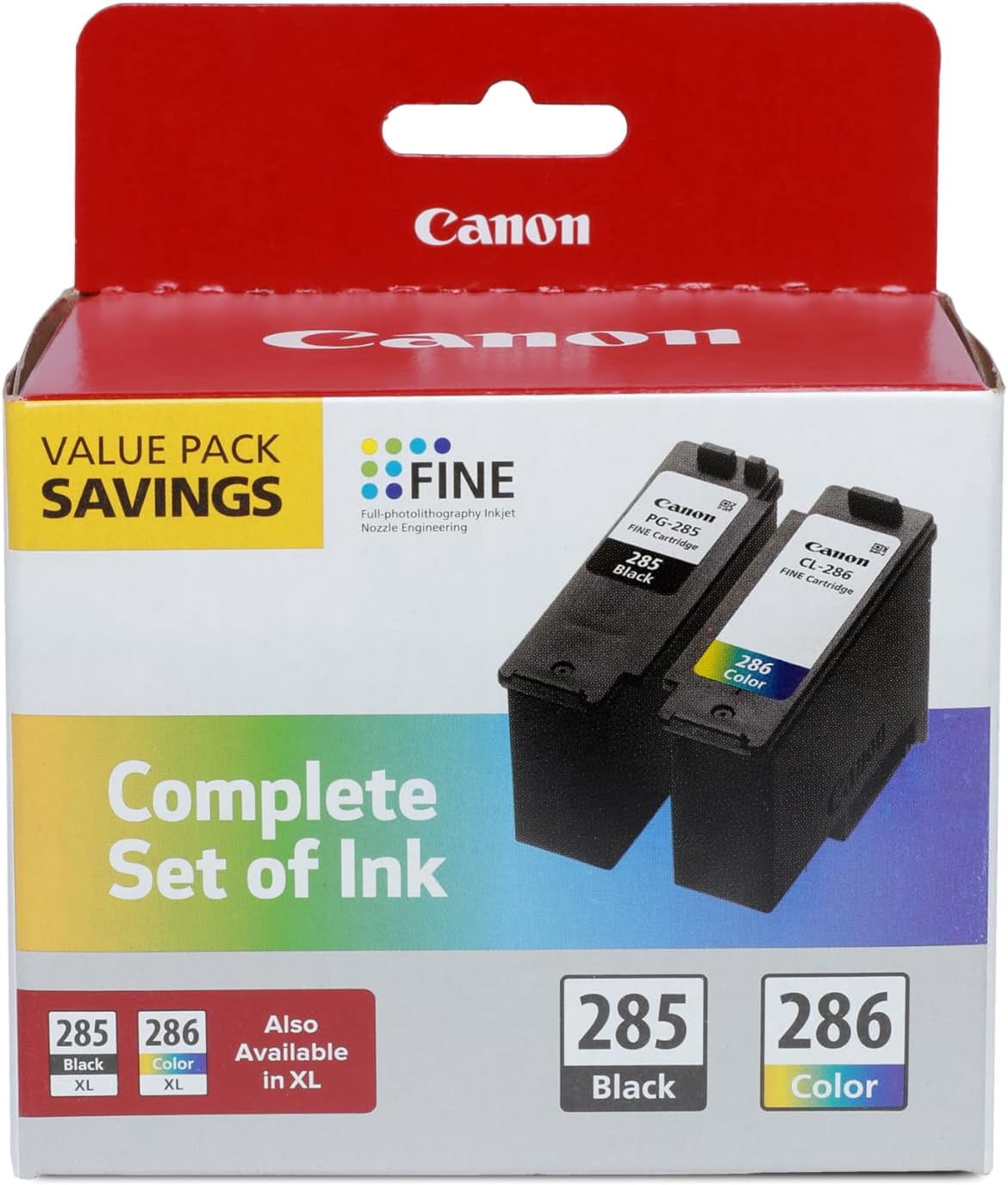 ® PG-285 Black/CL-286 Tri-Color Standard-Yield Ink Cartridges, Pack Of ...