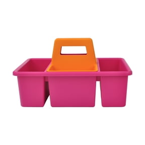 Pen+Gear Plastic 2-in-1 Supply Caddy Desk Organizer in Pink and Orange