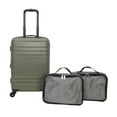 thumbnail image 1 of Protege 3-Piece Hardside Luggage Set With 360 Spinner Wheels and Divider Pockets, Includes Carry-On and 2 Packing Cubes, Sage, 1 of 15