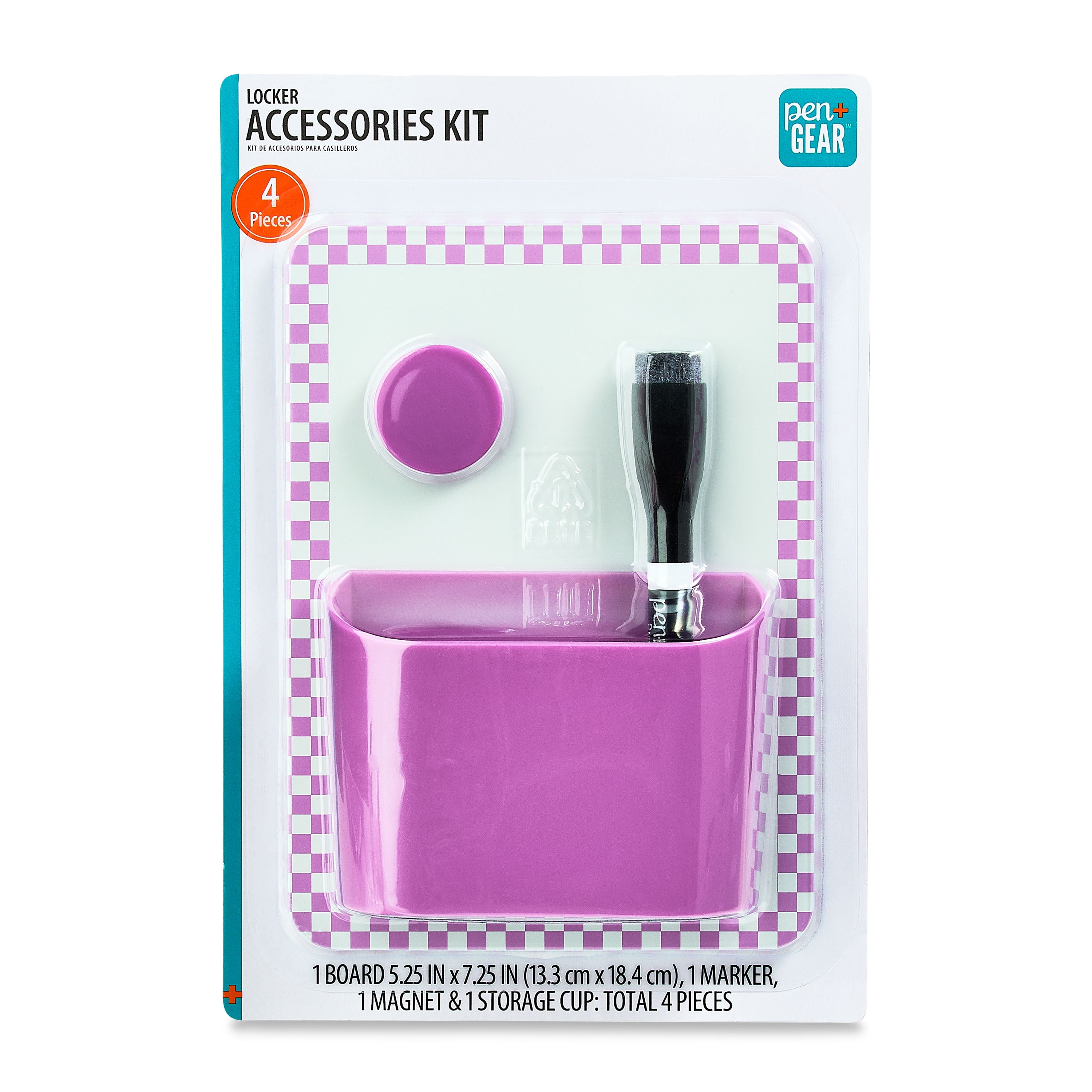 Pen+Gear 5.25"x 7.25" Locker Accessories Kit, Purple, 4 Pieces