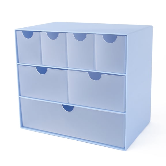 Pen+Gear Plastic 7-Drawer Desk Organizer and Storage Box, Blue