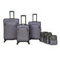 thumbnail image 1 of Protégé 7-Piece Softside Luggage Set, Includes Carry On, Medium Checked and Large Checked Spinners and Matching Packing Cubes, Gray, 1 of 19