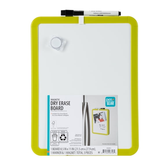 Pen+Gear Magnetic Dry Erase Whiteboard, 8.5" x 11", Lime Pulp, for School & Office