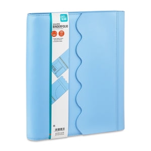 Carpeta con solapas onduladas Pen+Gear, azul cielo, 10.75 x 12.6 pulgadas, piel simulada