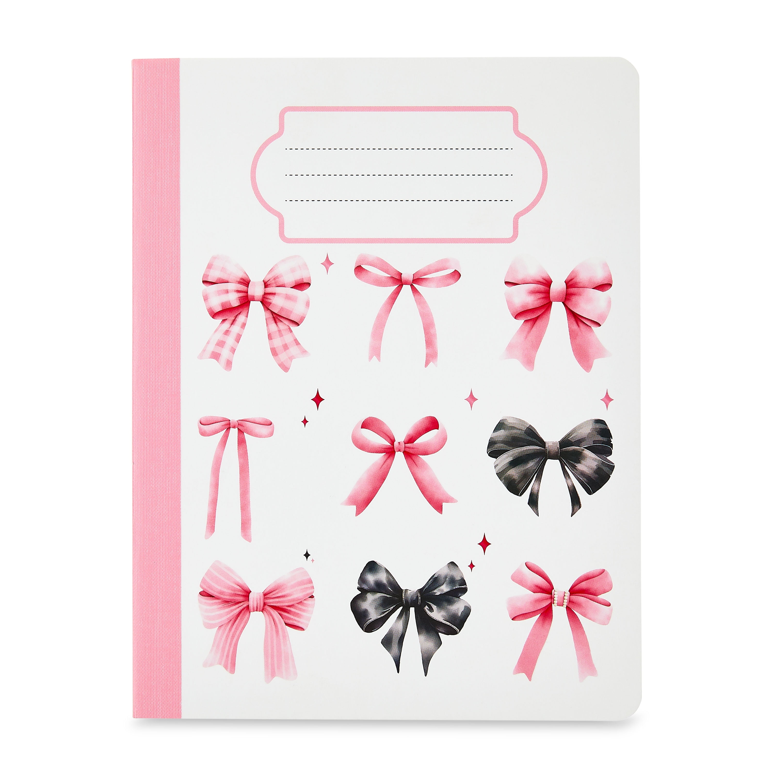 Pen+Gear Wide Ruled Composition Book, 7.5" x 9.75", Pink Bows, 80 Sheets