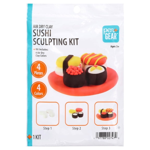 Pen+Gear Air Dry Clay Sushi Sculpting Kit, 4 Colors, 1.41 oz, Ages 3+