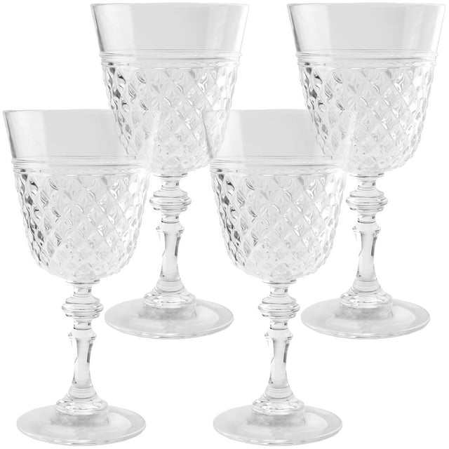 PG Diamond Cut Wine Glass, Set of 4, 18.5oz, Super Crystal Clear