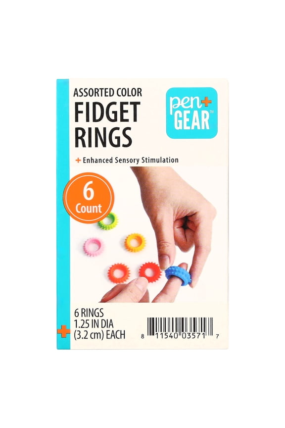 Multicolor Adaptive Fidget Rings, 6 Count