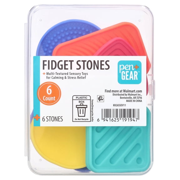 Pen+Gear Fidget Stones, Assorted Colors and Textures, 6 Count