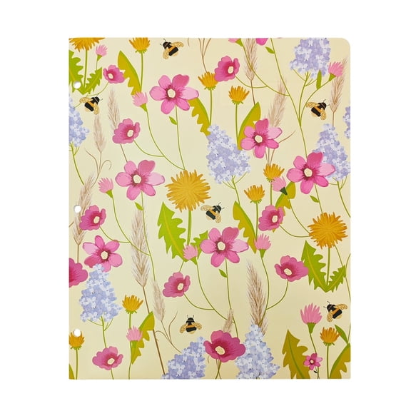 Pen+Gear 2-Pocket Poly Folder, Multicolor Bees and Flowers