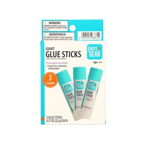 Barritas de Pegamento Gigantes Pen+Gear, Púrpura que Desaparece, Lavables, 0.77 oz, 3 Piezas