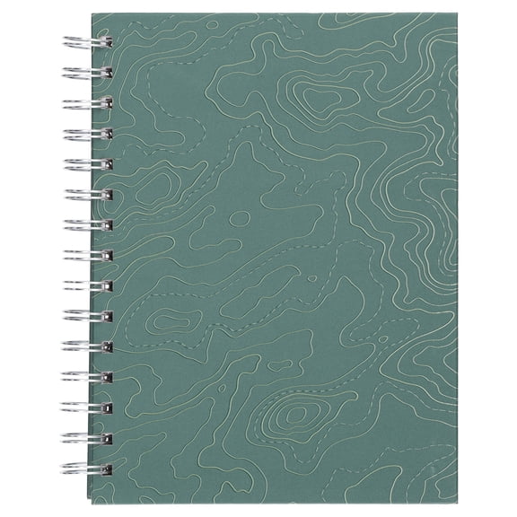 Pen+Gear Spiral Journal, Green Topographic, Ruled, 6 x 8, 192 Pages