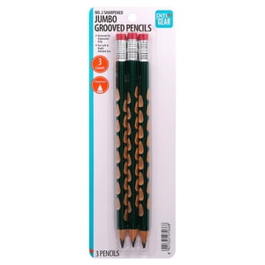Lápices de madera jumbo con punta y ranurados Pen+Gear, #2 HB, verdes, 3 unidades