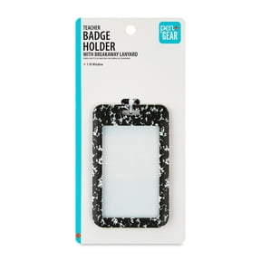 Pen+Gear Marble Composition Badge Holder, Black and White Color, 1 Pack, Clear ID Card Holders with Easy Access, Vertical Plastic Case