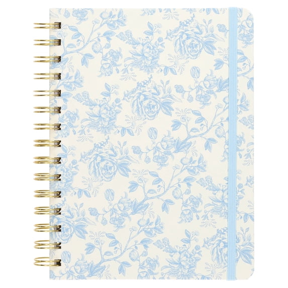 Pen+Gear Spiral Journal, Light Blue Floral, 6” x 8”, Ruled, 192 Pages