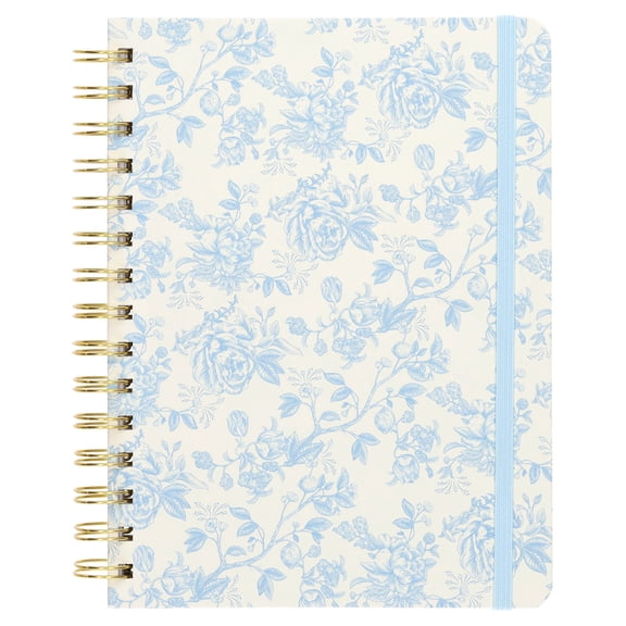 Pen+Gear Spiral Journal, Light Blue Floral, 6 x 8, Ruled, 192 Pages