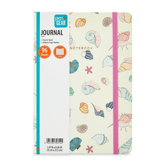 Pen+Gear Seashell Journal for Students; 5.91" x 8.46", 96 Sheets, Multicolor