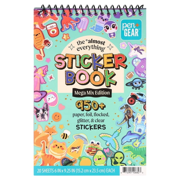 Pen+Gear The Almost Everything Sticker Book Mega Mix Edition, 950+ Stickers, 20 Sheets, 6 x 9.25