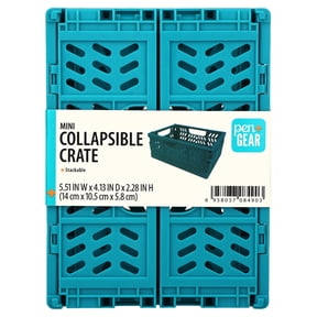 Pen+Gear Mini Plastic Collapsible Crate, Teal, 5.51" x 4.13" x 2.28"