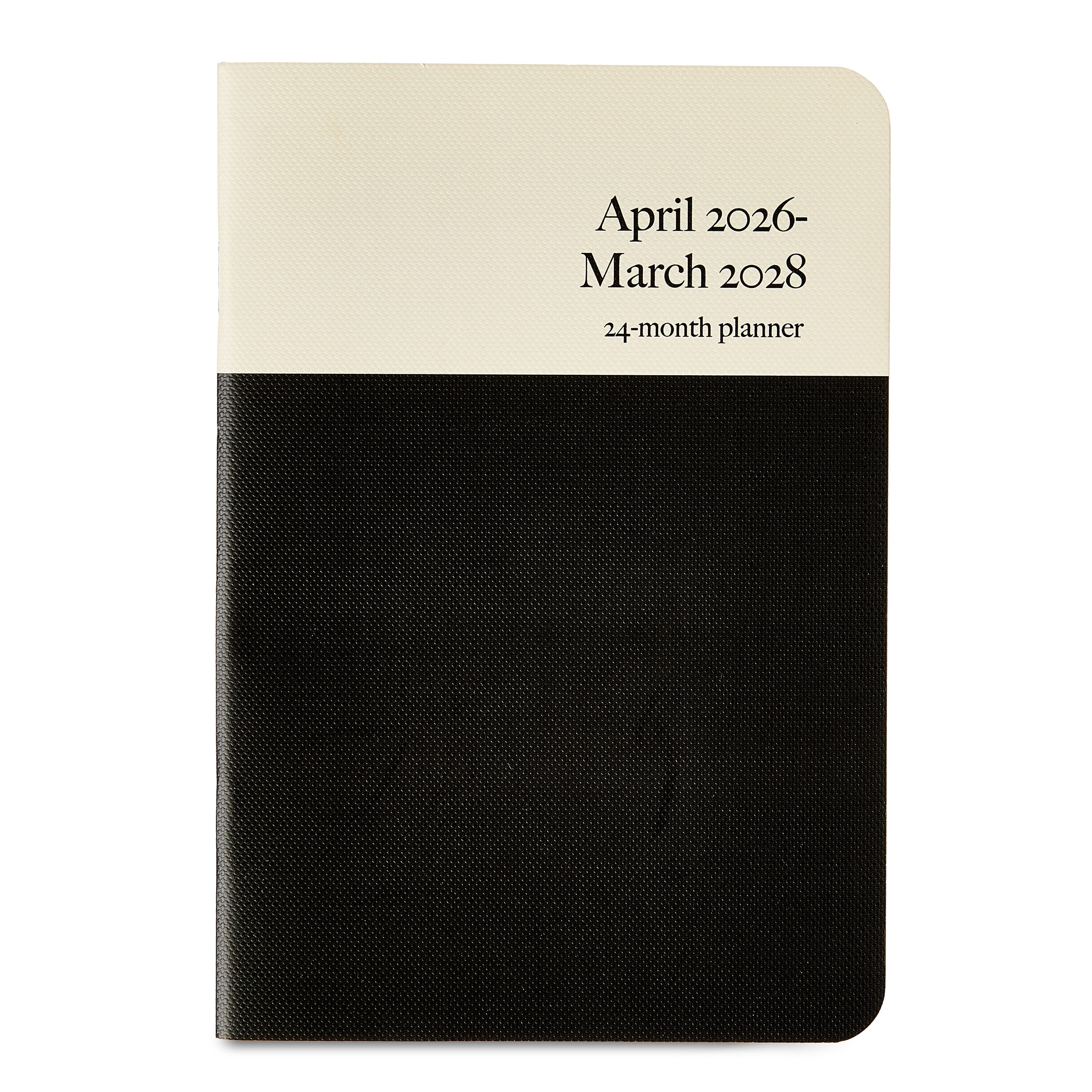 Pen+ Gear Monthly Small (4.5" x 6.5") Two-Tone Papyruse Beige and Black Textured 24 Month Pocket Planner