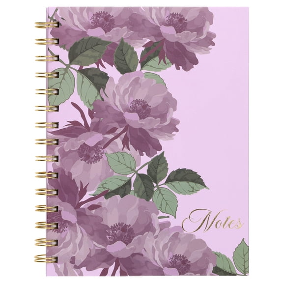 Pen+Gear Spiral Journal, Purple Floral, 6 x 8, Ruled, 160 Pages