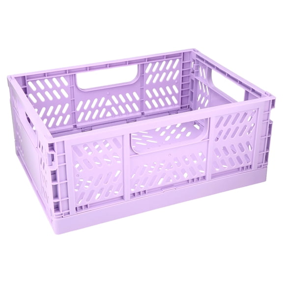 Pen+Gear Small Plastic Collapsible Crate, Lavender, 11.41" x 8.26" x 4.72"