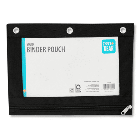 Pen + Gear Black Solid Polyester Zipper Binder Pouch