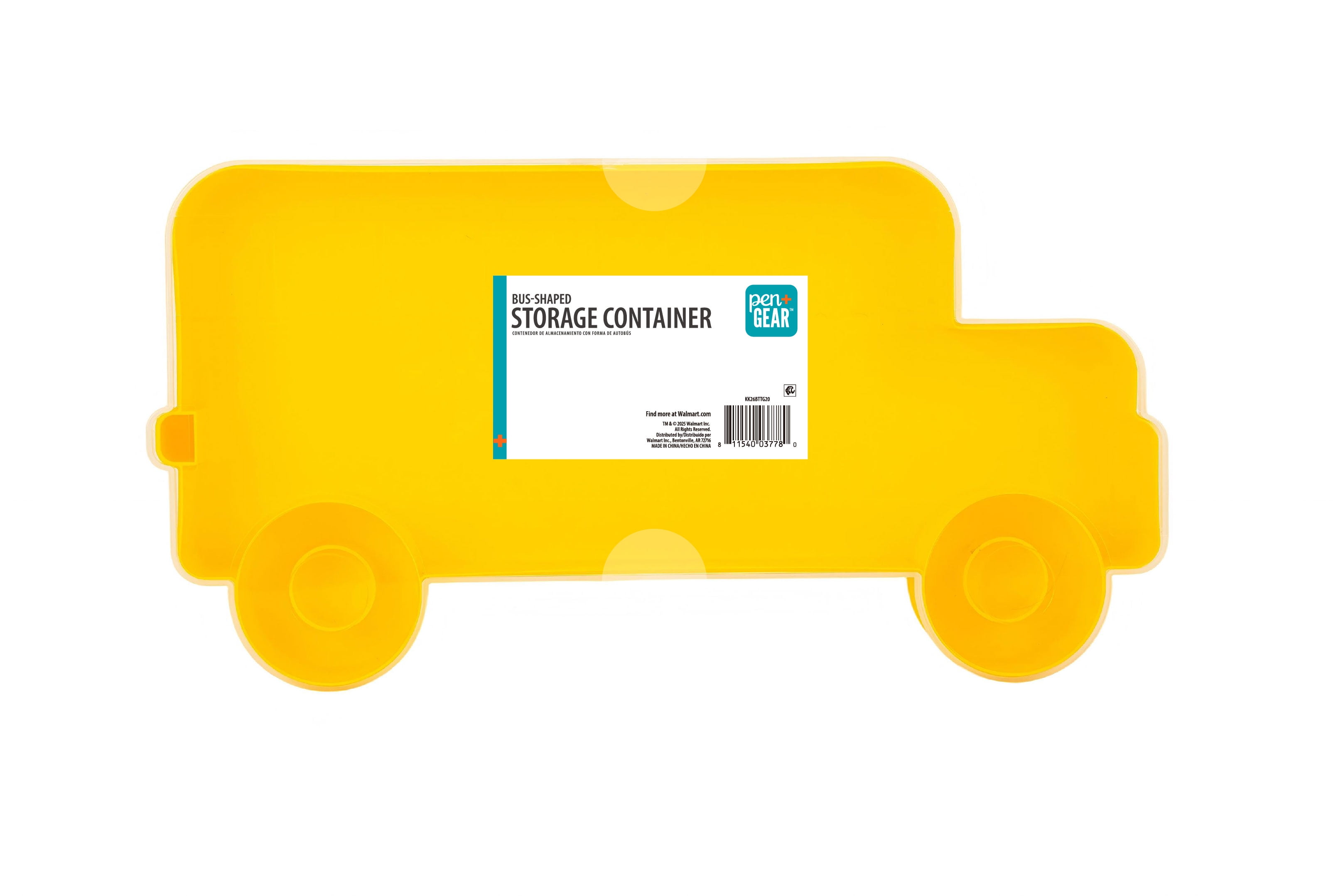 Pen+Gear Bus-Shaped Storage Container, Yellow, 15.5" x 8"