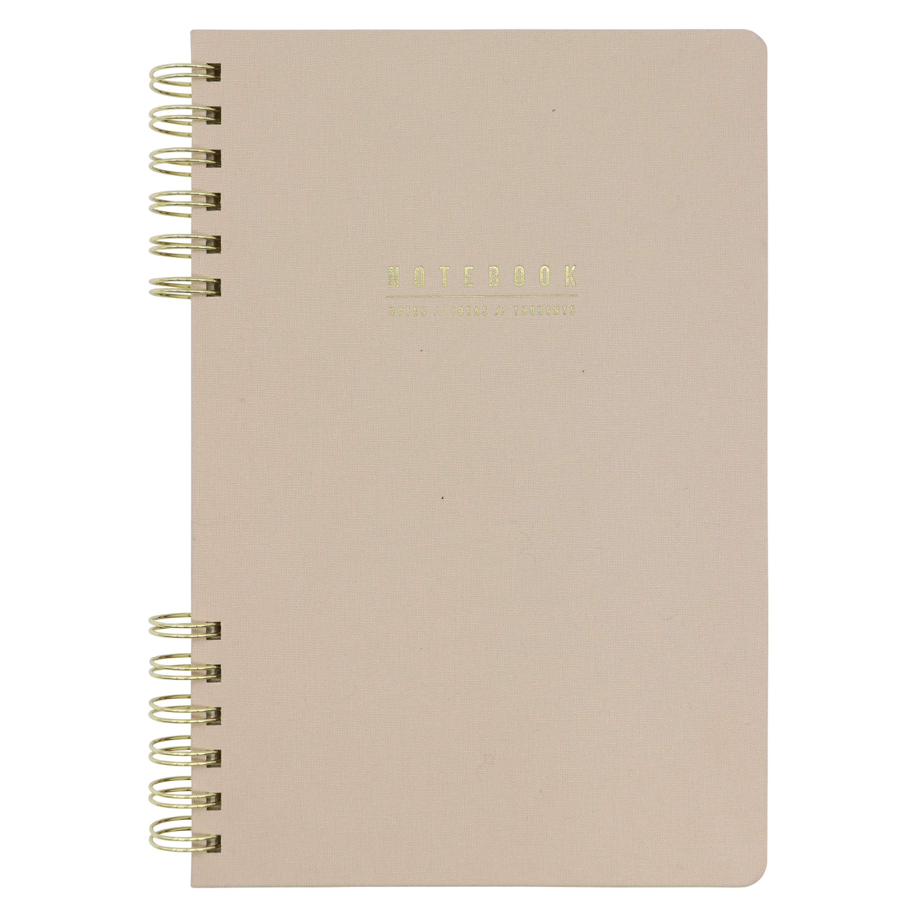 Pen+Gear Brand Tan Fabric Spiral Journal, 7.4"x10", 96 Ruled Sheets