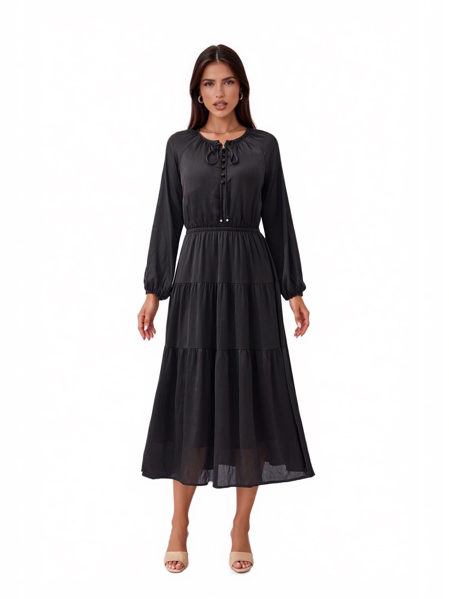 PRETTYGARDEN Women's Maxi Tie Dress, Sizes S-XXL